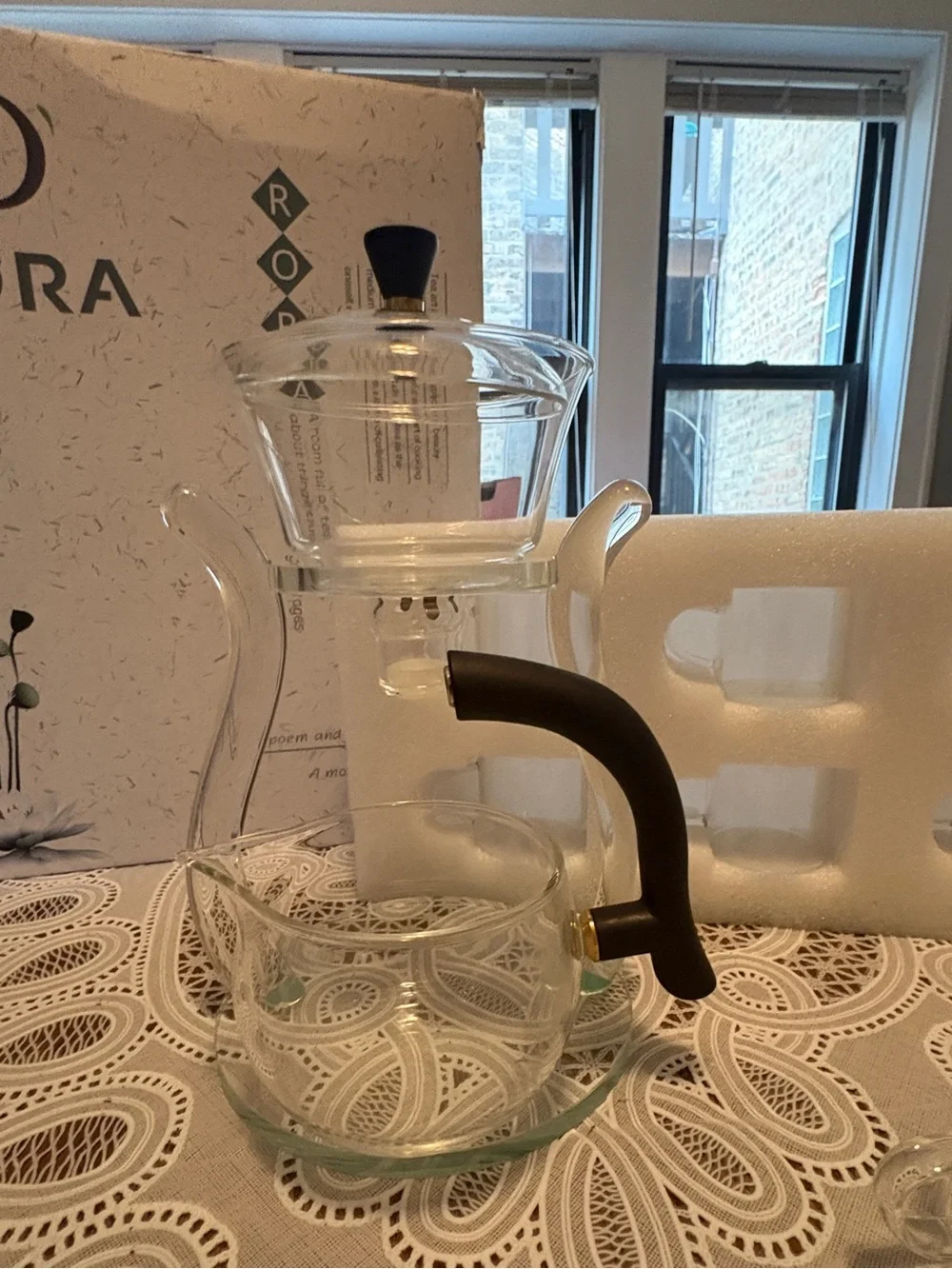 Rora Glass Tea Brewing Set with 6 Glass Tea Cups